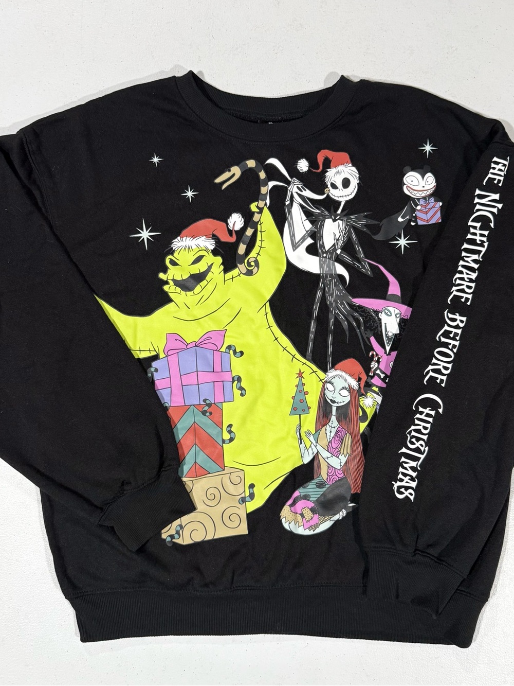 Disney Nightmare Before Christmas Sweatshirt M Black Jack Skellington Sally